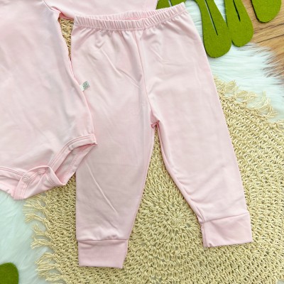 Conj. Body Manga Longa e Calça em Malha Térmica Thermo Dry - Rosa Claro